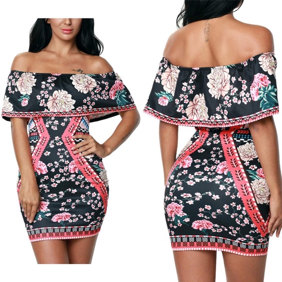 Off Shoulder Bodycon Dress - Picture 1 of 7